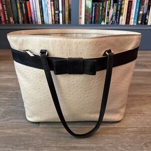 Kate Spade Harmony Tote Cream Ostrich Embossed Leather Valencia Road Collection‎